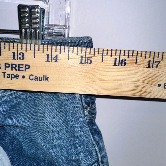 Free People Maggie Straight Leg Jeans Medium Wash Blue Button Fly Distress Sz 28 - Picture 5 of 10